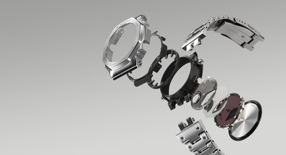 Full metal shock-resistant structure with precision refinement.