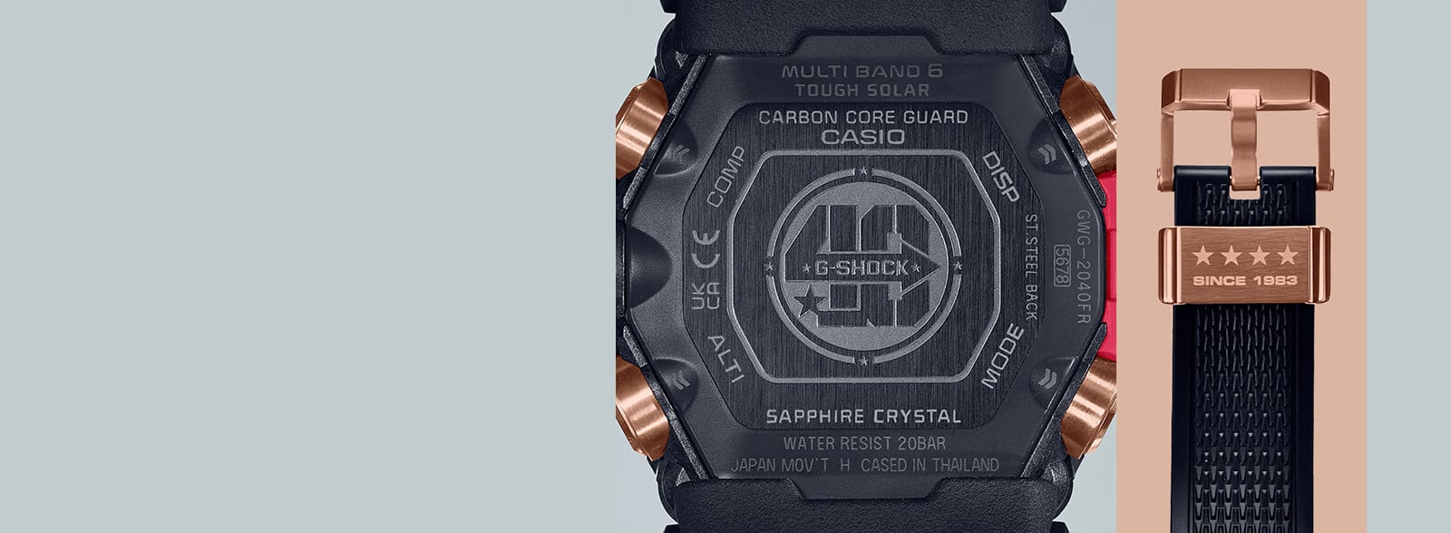 Special design features to celebrate the 40th Anniversary of G-Shock.