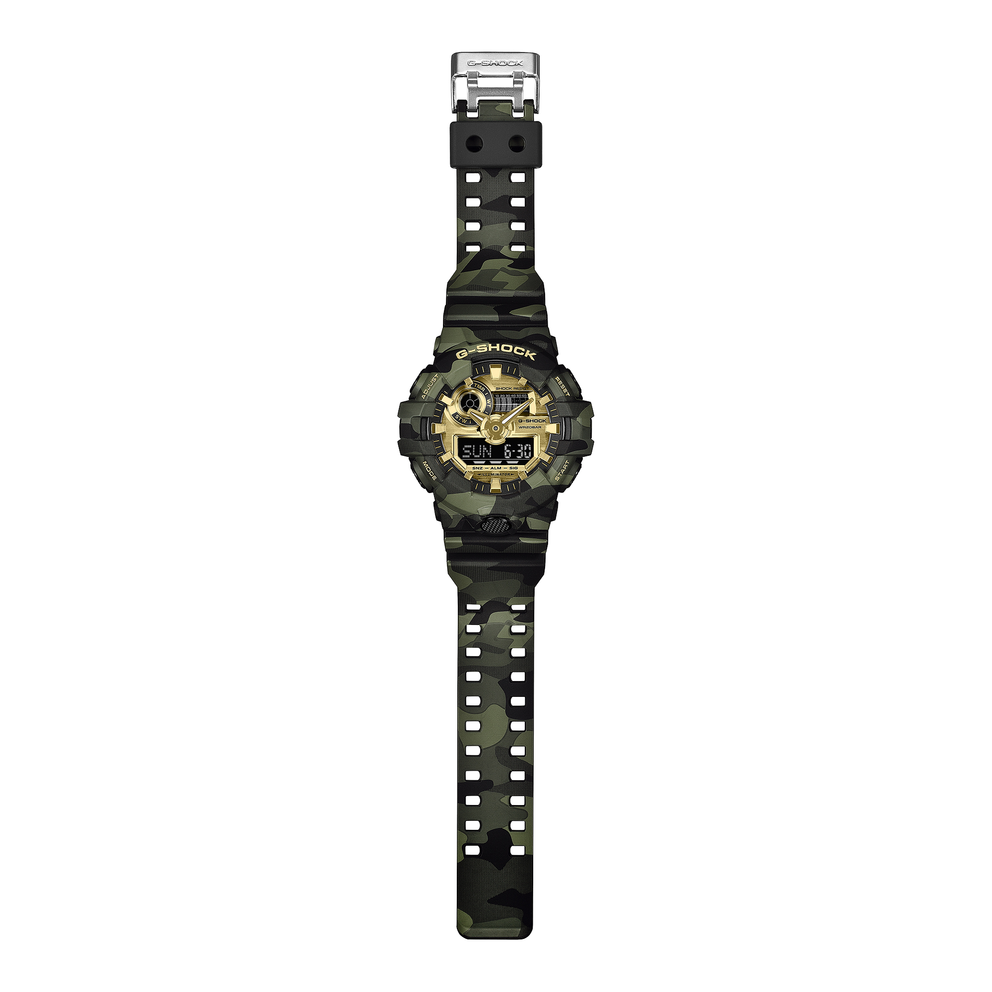 Casio G-SHOCK GA700CMG-3A Bold Camo Series Men's Watch – Green Camouflage & Gold Dial G-SHOCK Casio G-SHOCK GA700CMG-3A Bold Camo Series Men's Watch – Green Camouflage & Gold Dial G-SHOCK