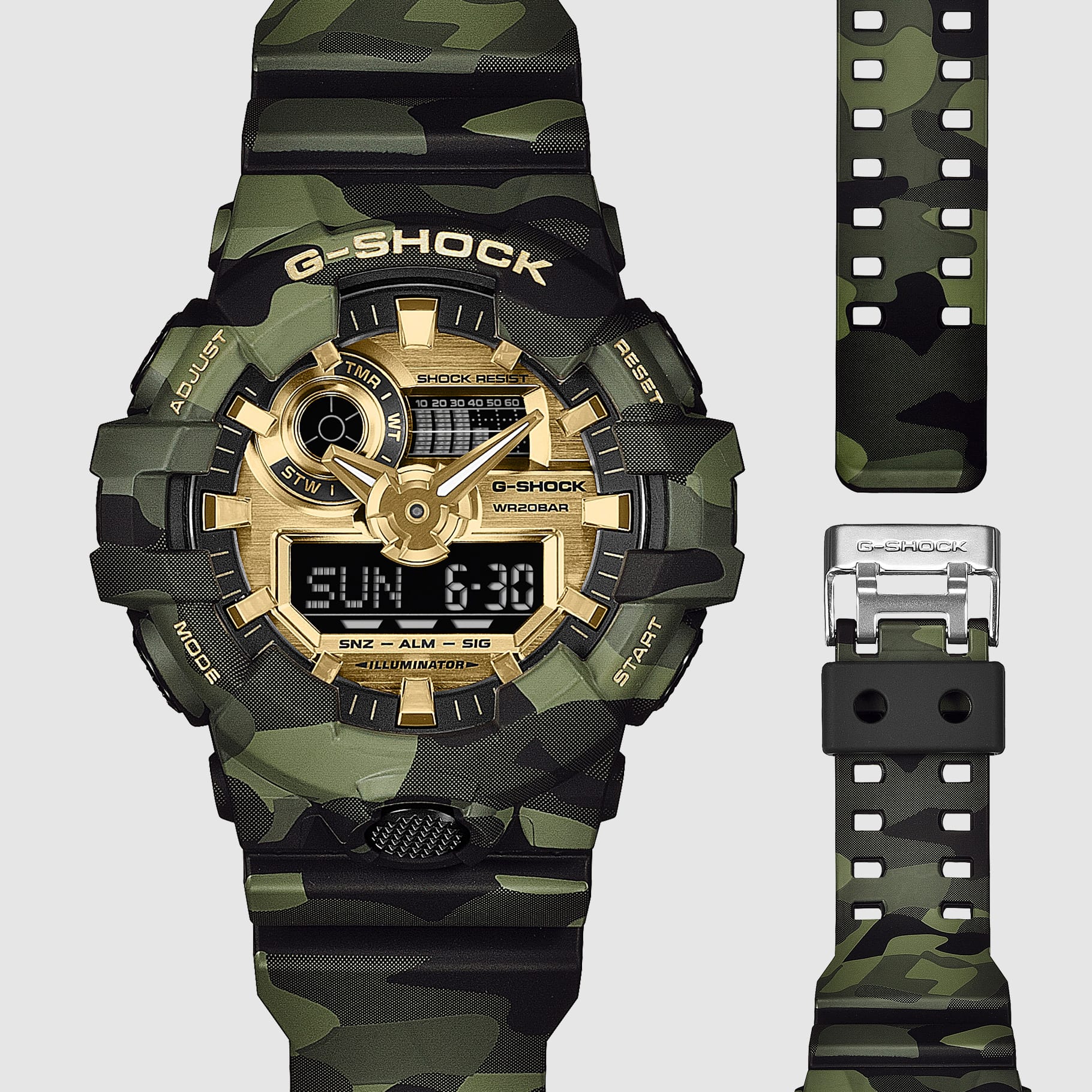 Casio G-SHOCK GA700CMG-3A Bold Camo Series Men's Watch – Green Camouflage & Gold Dial G-SHOCK Casio G-SHOCK GA700CMG-3A Bold Camo Series Men's Watch – Green Camouflage & Gold Dial G-SHOCK