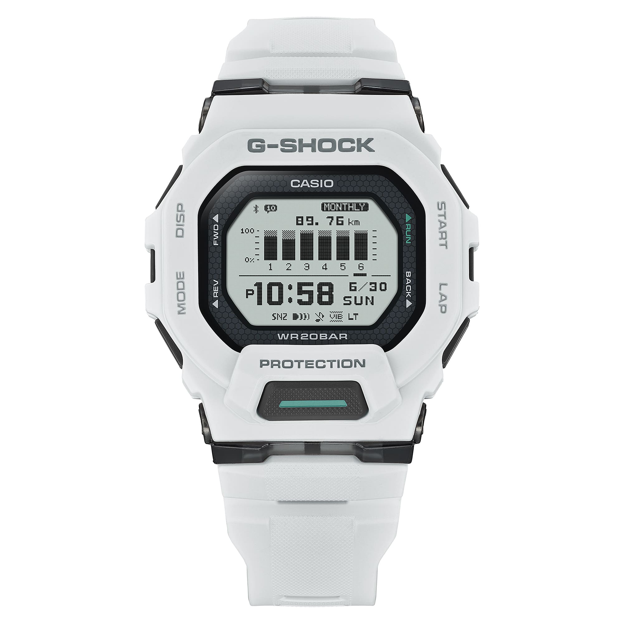 CASIO G‑SHOCK GBD‑200‑7DR Bluetooth Step‑Tracker Sports Watch — White GUESS CASIO G‑SHOCK GBD‑200‑7DR Bluetooth Step‑Tracker Sports Watch — White GUESS
