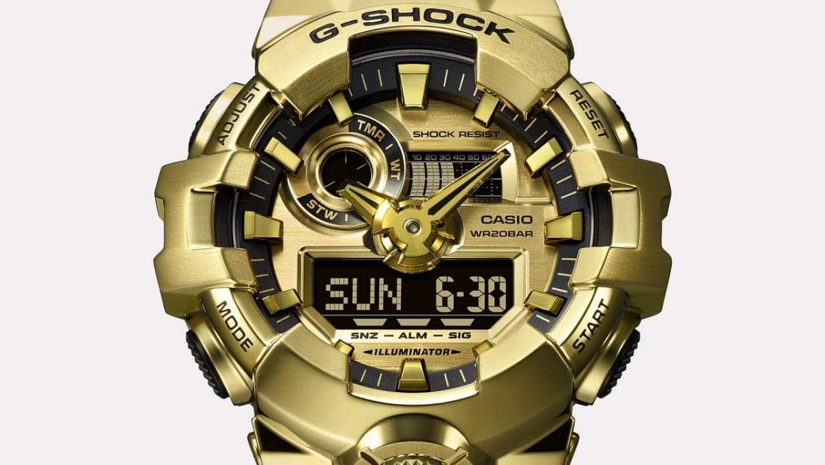 Casio G-Shock GM700G-9A Gold Stainless Steel Bezel Black Resin Strap Analog-Digital 200M Watch Seiko Casio G-Shock GM700G-9A Gold Stainless Steel Bezel Black Resin Strap Analog-Digital 200M Watch Seiko