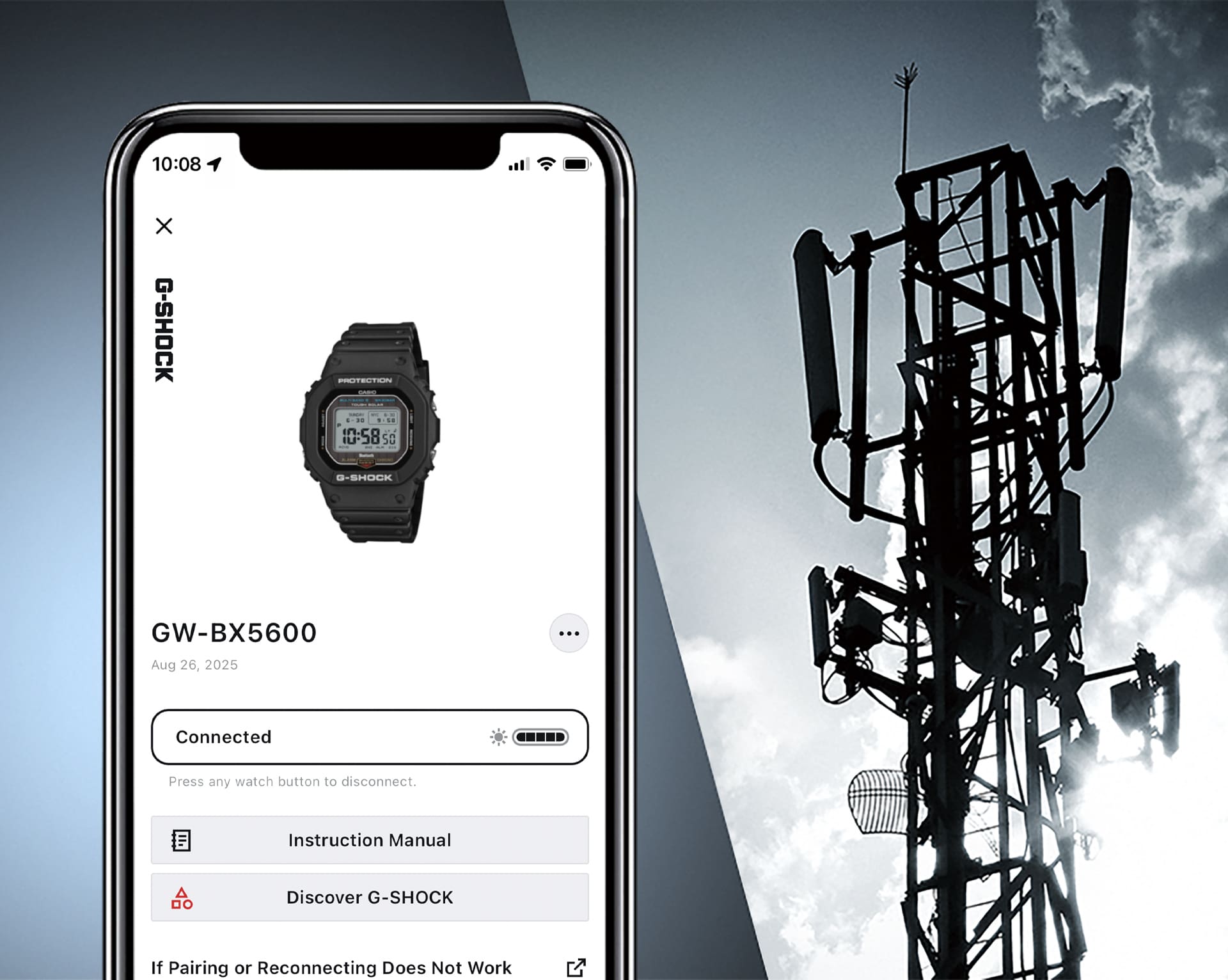 CASIO G-SHOCK GWBX5600-1D Bluetooth Solar Digital Watch, 200M Waterproof Seiko CASIO G-SHOCK GWBX5600-1D Bluetooth Solar Digital Watch, 200M Waterproof Seiko