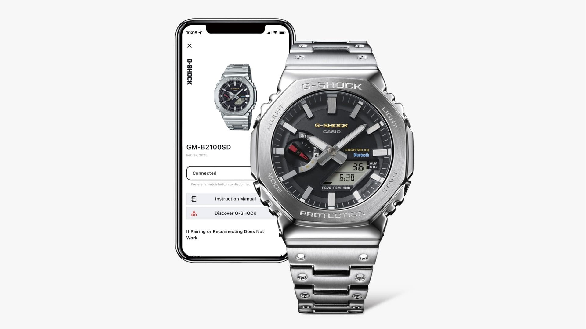 Solar-powered timekeeping with Bluetooth® connectivity or radio control for enhanced accuracy and reliability