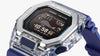Bezel of metal and translucent resin evoking shimmering waves